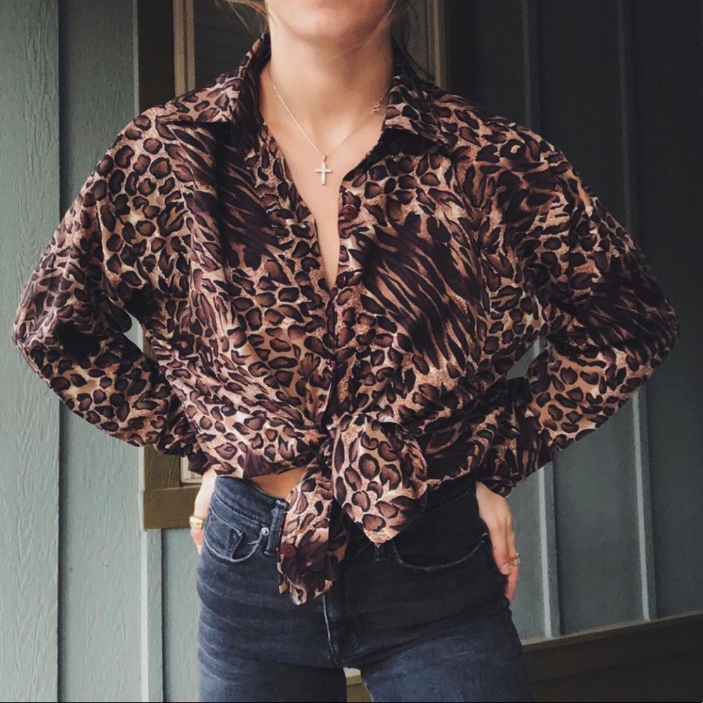 Leopard Print Silk Blouse